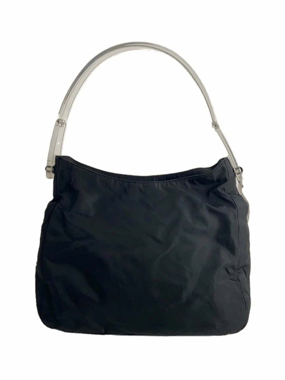Prada Tessuto hobo bag clear acrylic top handle Black